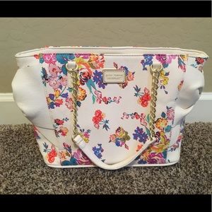 Betsey Johnson Star Studded White Floral Tote